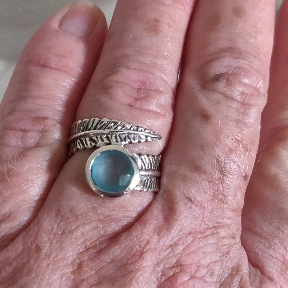 Aqua Chalcedony Sterling Silver Ring - image 7